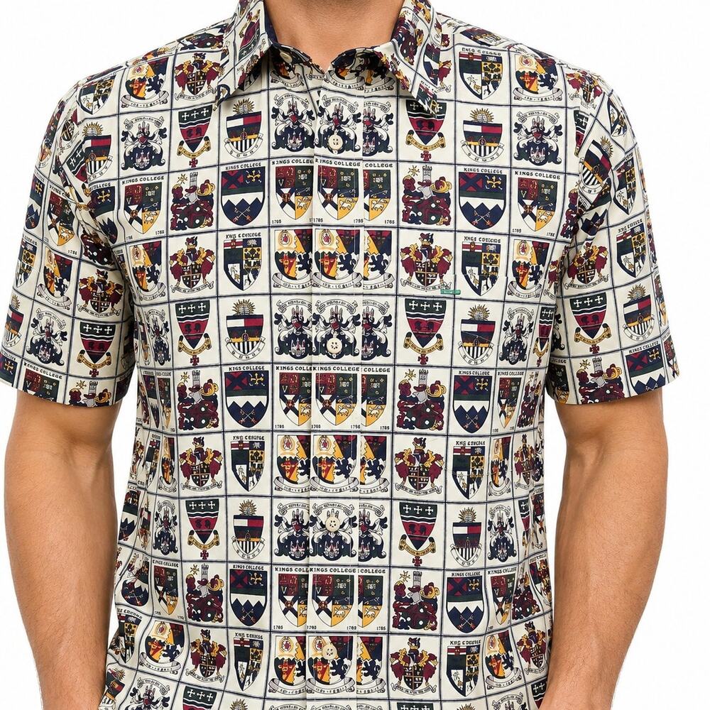 Tommy Hilfiger University Crest Print Shirt Men L Colleges Vintage 1990s 90s S/S